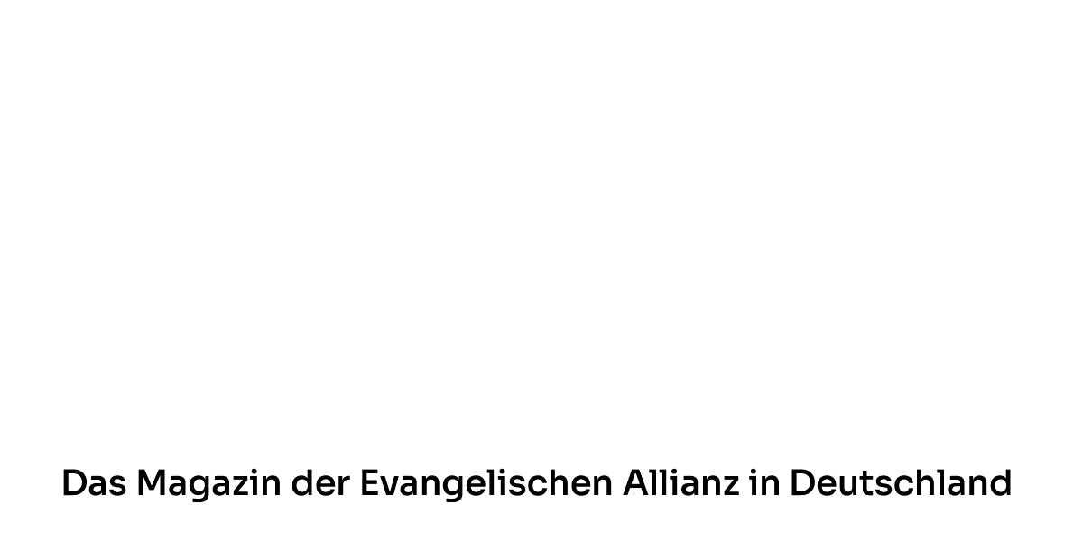 Logo des Magazins "EiNS", das zur Evangelischen Allianz in Deutschland gehört. Der Titel ist in großen, weißen Buchstaben auf schwarzem Hintergrund dargestellt, mit einem Untertitel, der die Zugehörigkeit zum Magazin beschreibt.